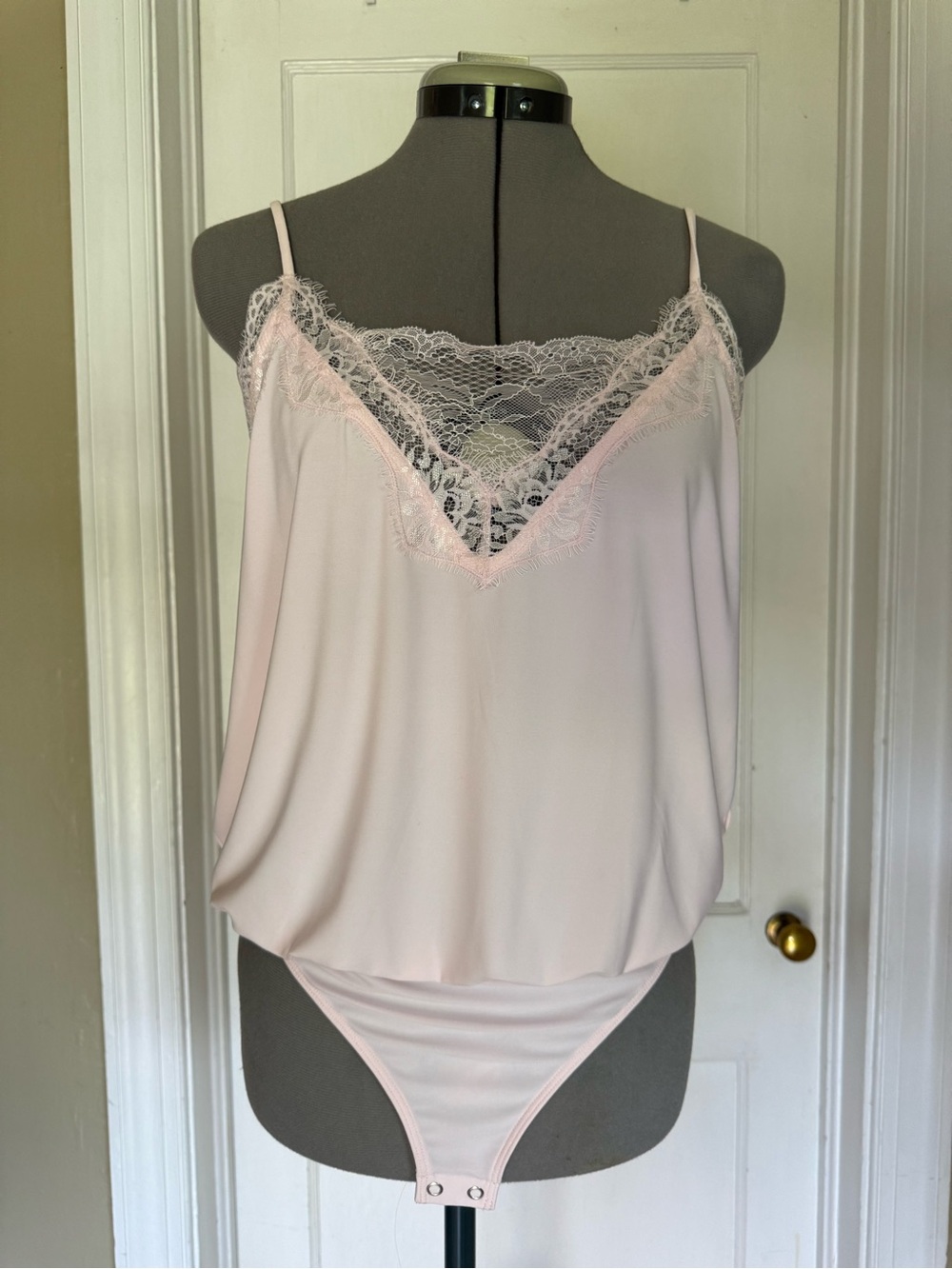 Express Lace-Trim Ballet Pink Bodysuit Teddy